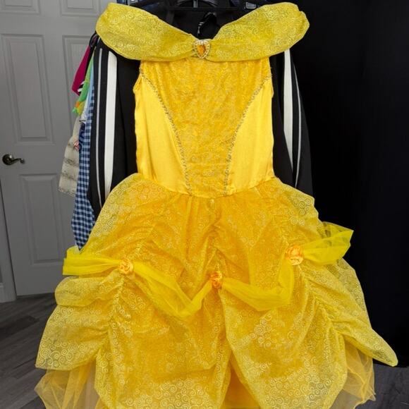 Deluxe Disney Belle Dress Beauty and The Beast ball Gown Princess Size L10-12 - Picture 5 of 8
